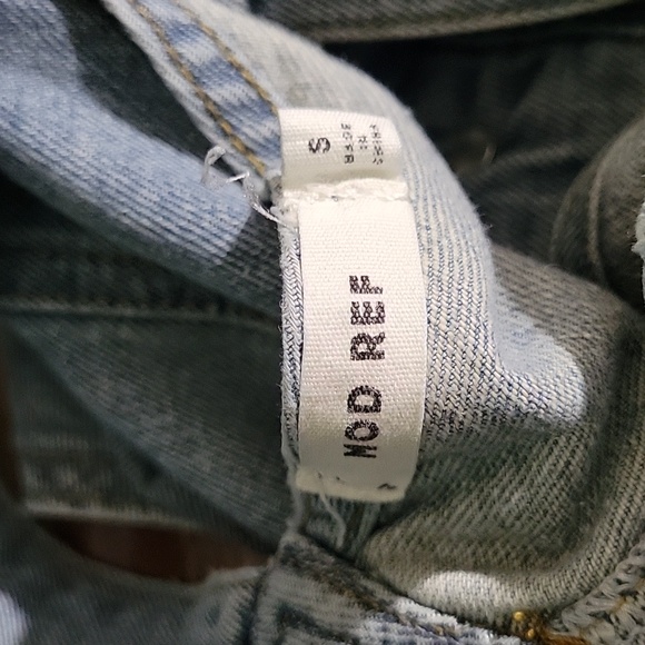 Mod Ref Distressed Denim Blue Jean Bib Overalls Size Small - Picture 7 of 7